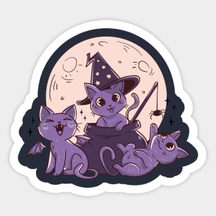 Halloween cats and moon Sticker